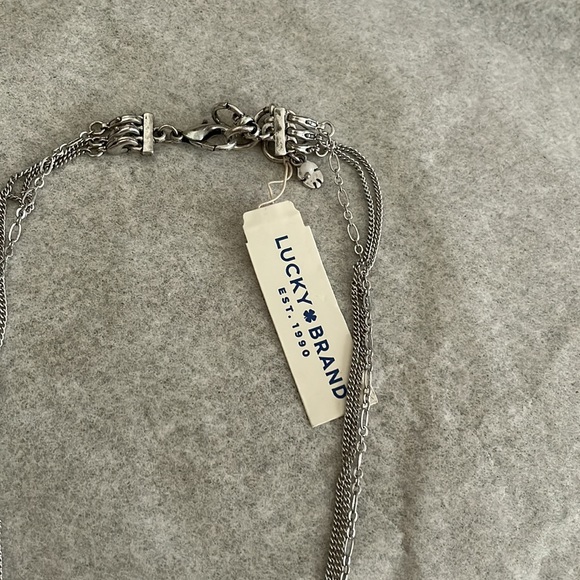 NWT Lucky Brand 3 in one silvertone/turquoise necklace up to 20+" - Picture 3 of 5